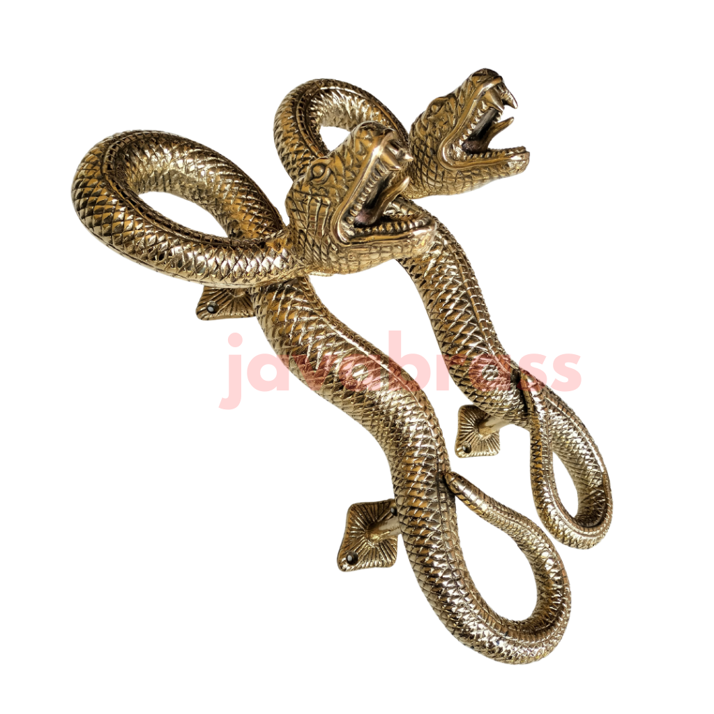 Pair 13″ inch Amazing Python Curly body Old Style Snake Door Pull Handles face fixing made real brass 35cm