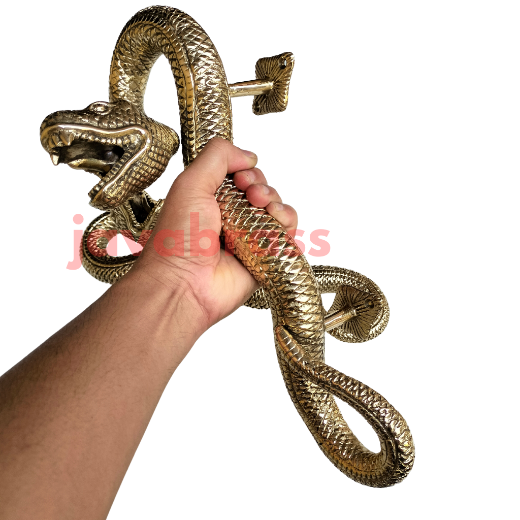 Pair 13″ inch Amazing Python Curly body Old Style Snake Door Pull Handles face fixing made real brass 35cm