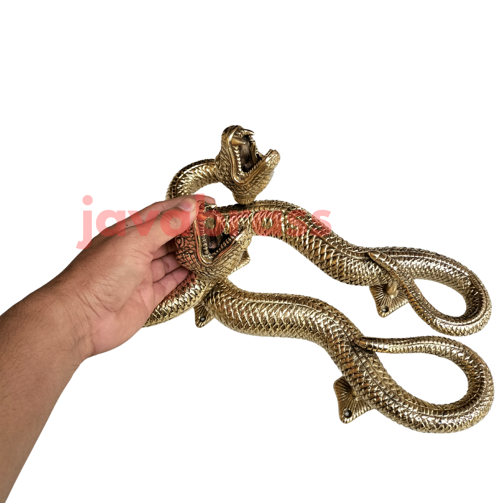 Pair 13″ inch Amazing Python Curly body Old Style Snake Door Pull Handles face fixing made real brass 35cm