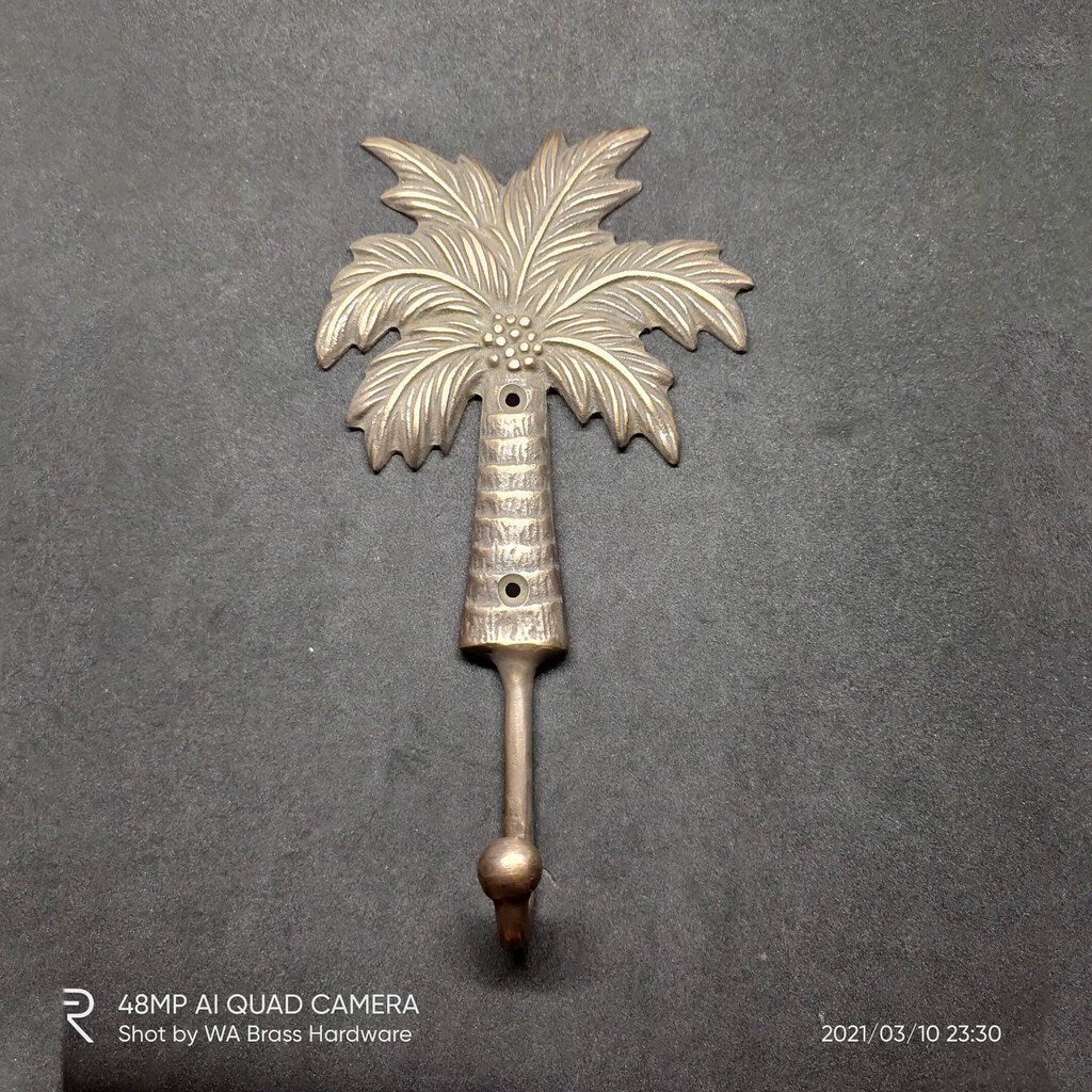 2Pcs COCONUT TREE HOOK Hanger Solid Brass Vintage Hook Hat Coat Strong Wall Mount