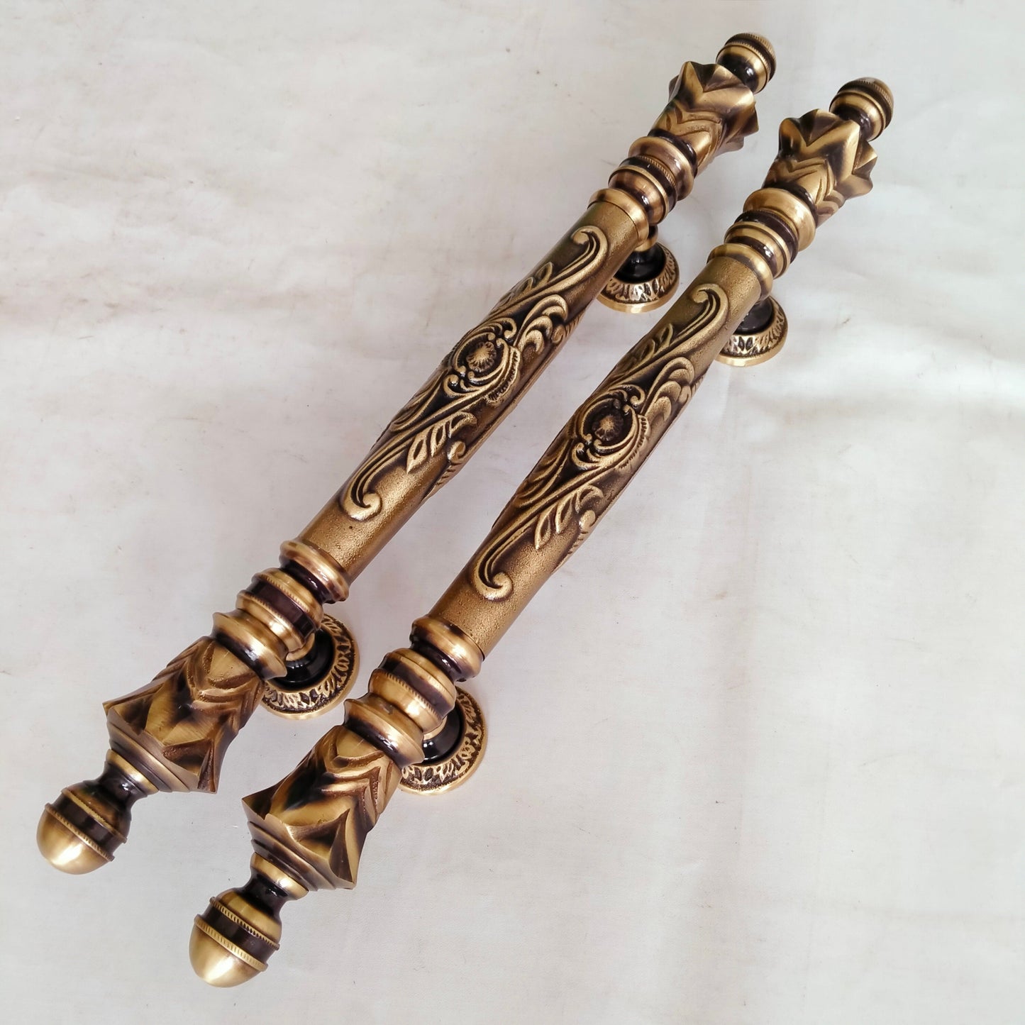 Pair Antique Main Entry Door Pull Handle Carved Pineapple Antique Solid Brass Home Decor | Brass door handle | Brass door pull