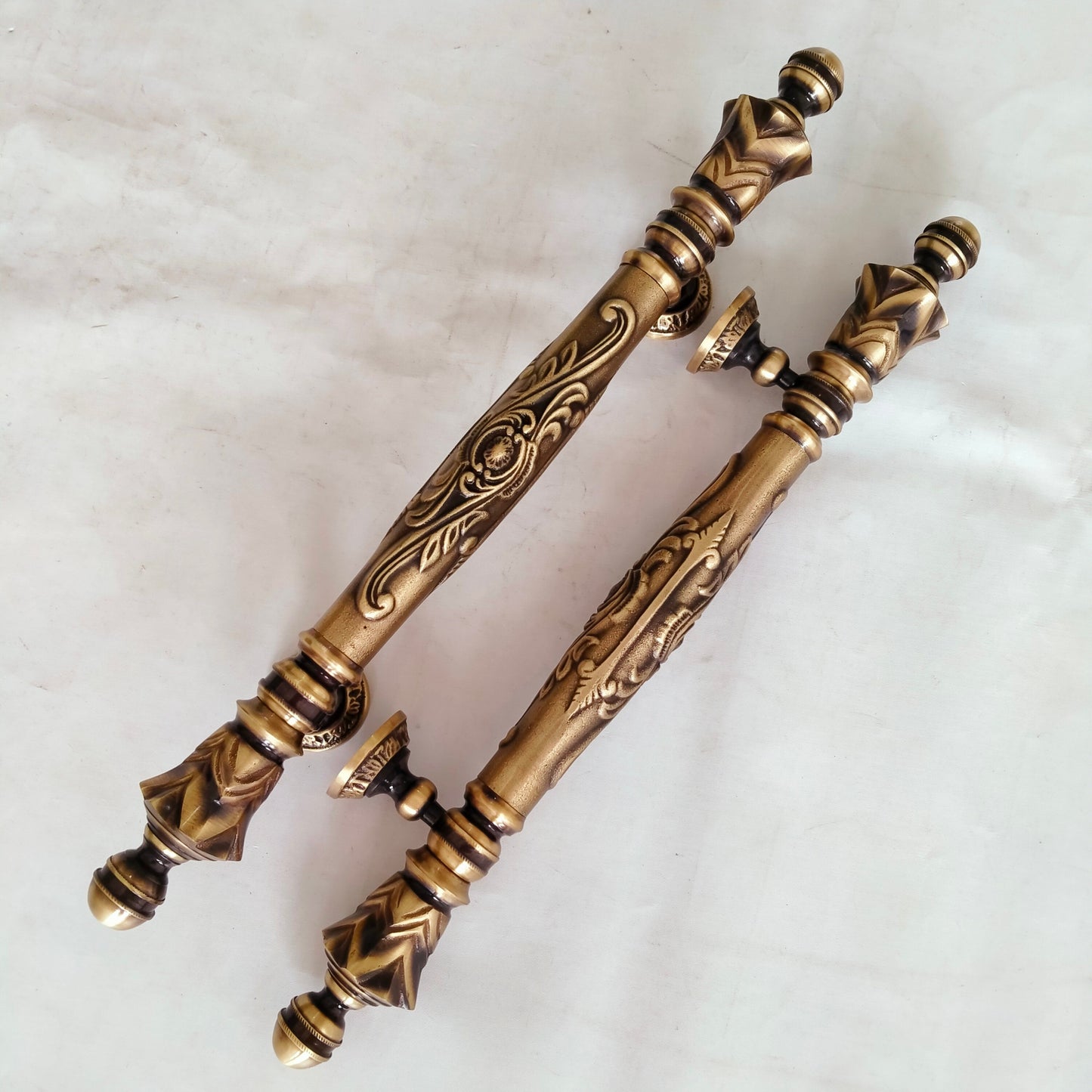 Pair Antique Main Entry Door Pull Handle Carved Pineapple Antique Solid Brass Home Decor | Brass door handle | Brass door pull