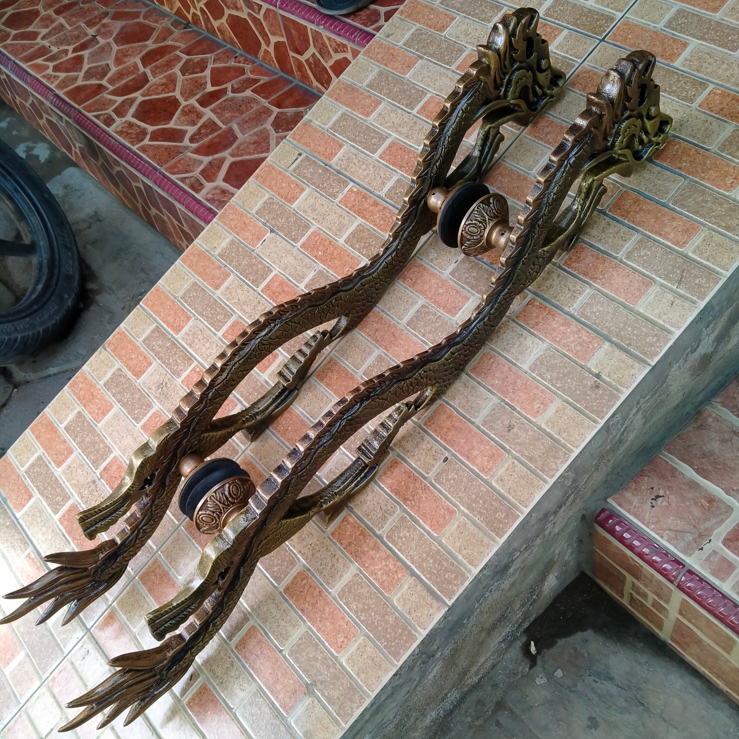 35" Inches Pair Main Entry Dragon Style door handle / Big door pull / Dragon door handle