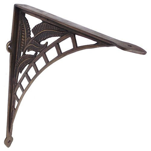 10" ANTIQUE SOLID BRASS Leaf Brass Shelf Bracket