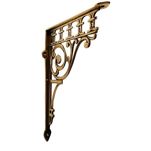 10" ANTIQUE SOLID BRASS Gothic Motive Brass Shelf Bracket