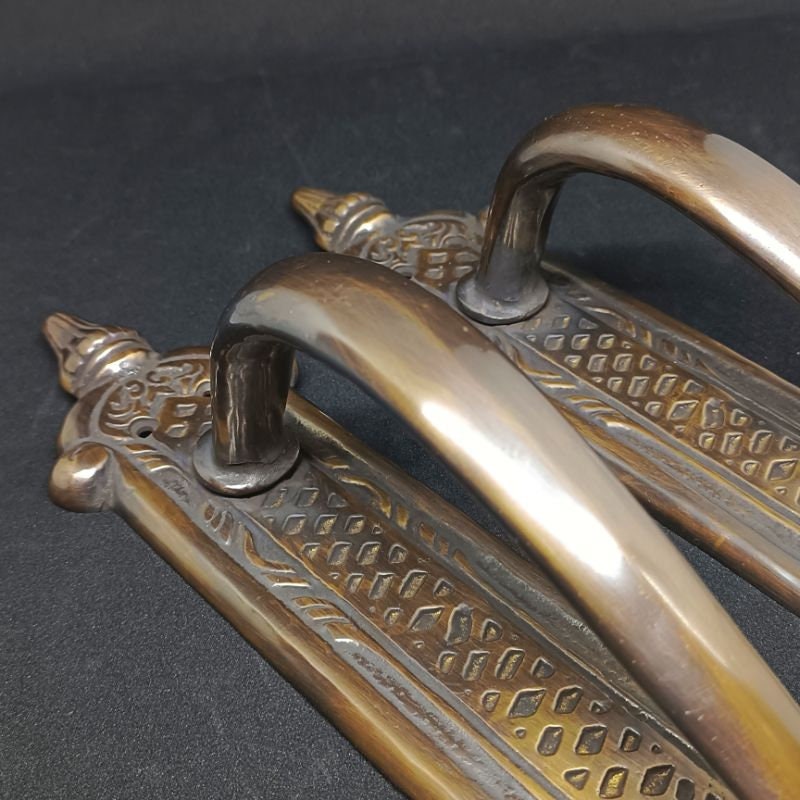 14 inches Lot of 2 pieces Carved solid brass door handle / Brass door pull Main entry brass door handle
