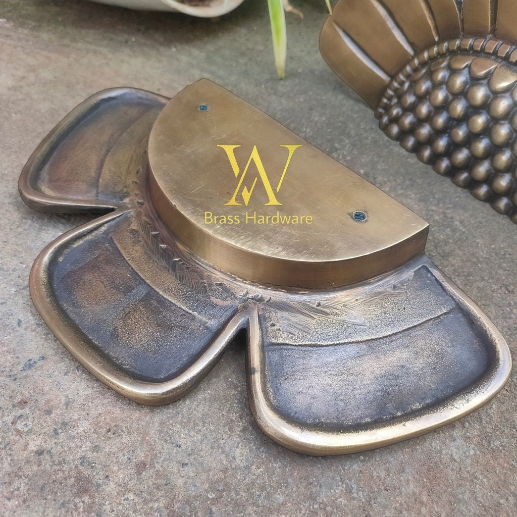 28cm Pair Set Vintage Sun Flower Motive Brass Door Handle - Brass Dool Pull - Big Door Pull