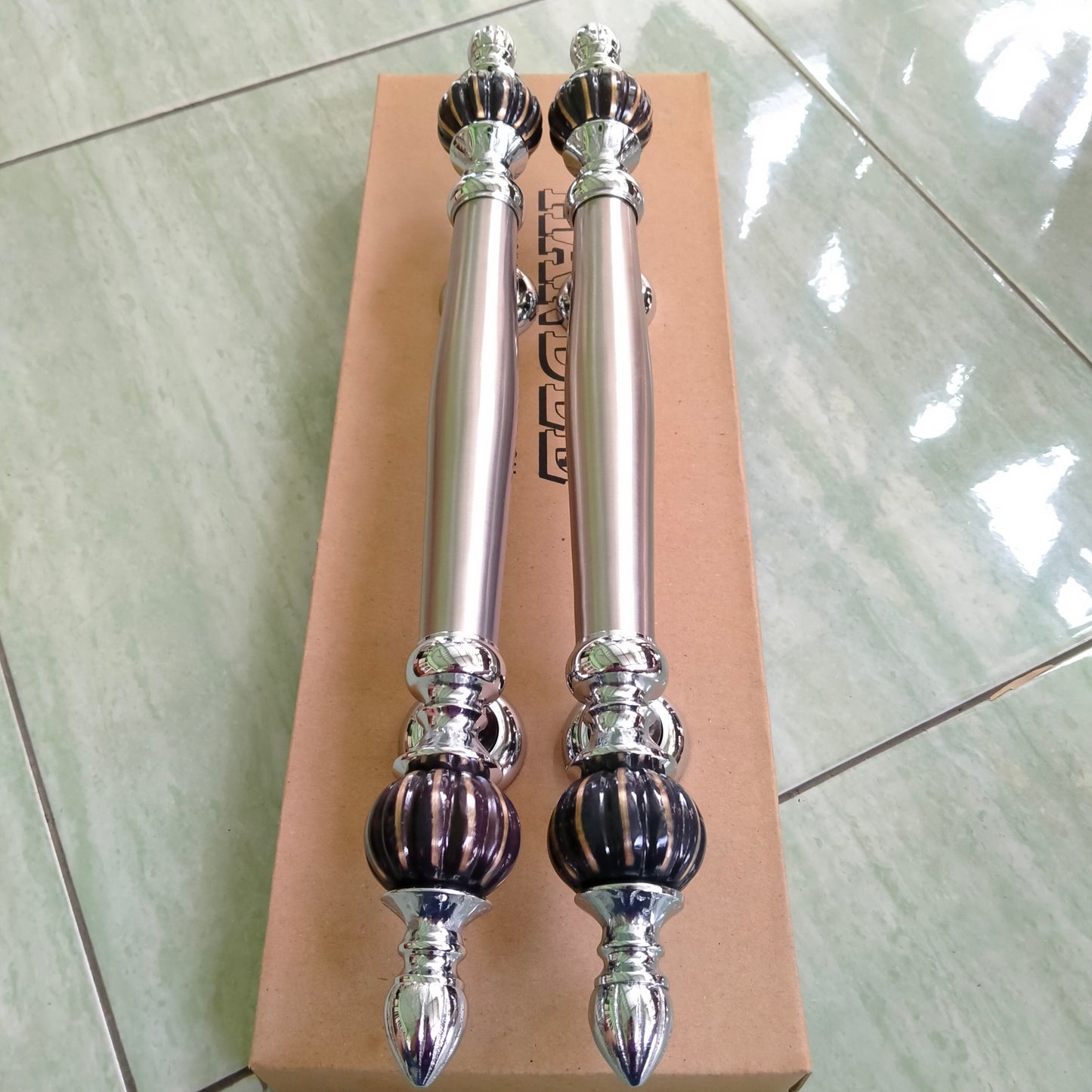 45cm Lot of 2 pieces D29 Main entry brass door handle / Brass door pull / brass knob