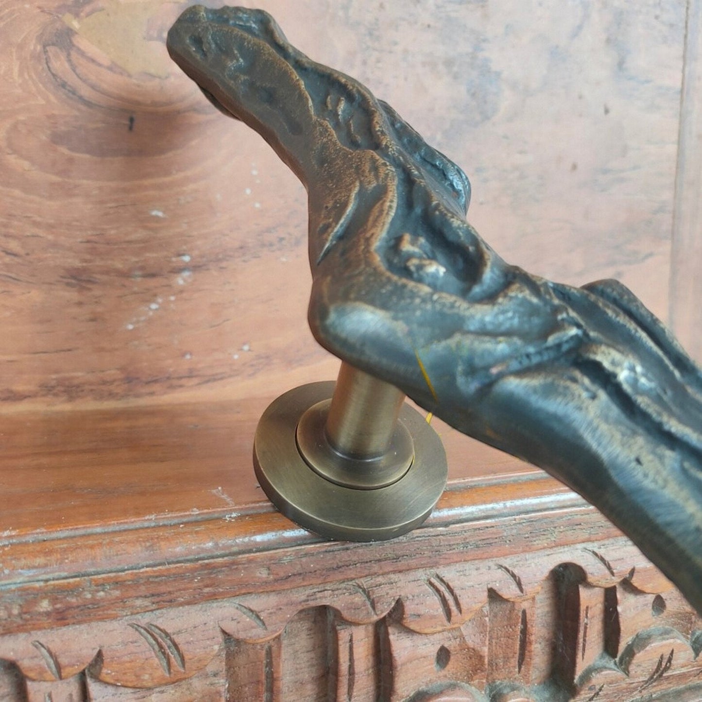 20" Inchi Pairs Main Entry Antique Brass Door Handle Carved Wood Model / Door Pull Handles, Brass Door Pull