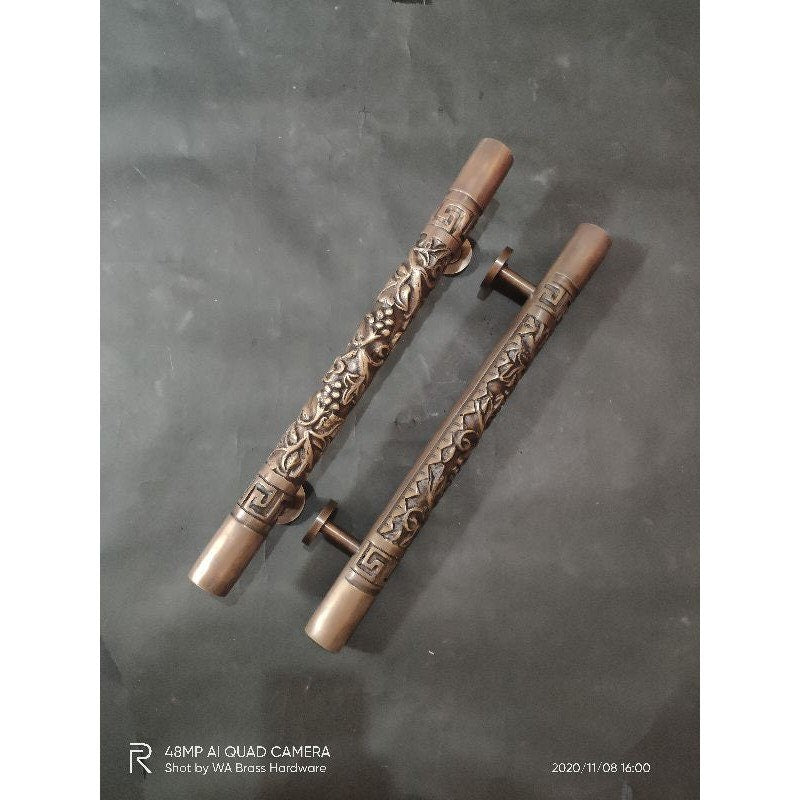 20" Inches 2 pcs Solid Brass Chinese Handle Classic Front Door Handle Pulls | Entry Front Door Brass Handle Pulls