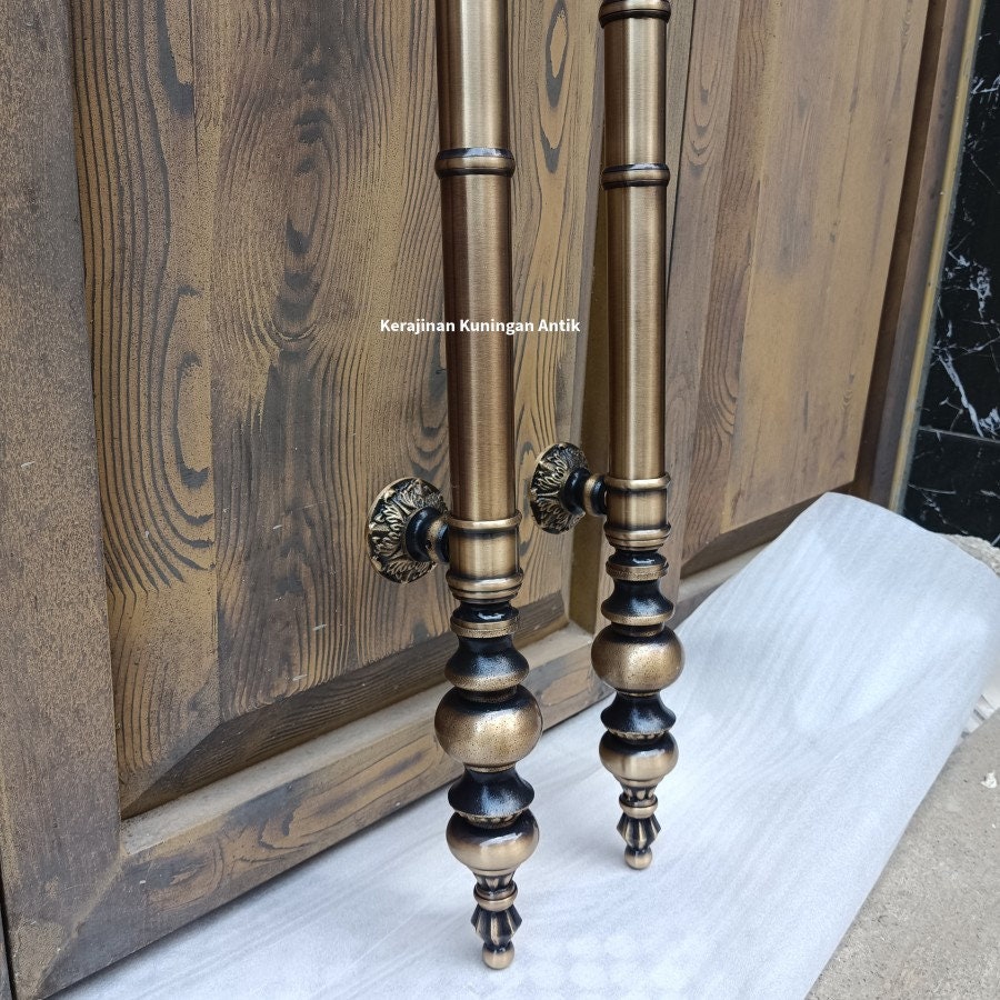 36" Inches Pair Very Long Pair main entry CROWN STYLE door pull handle for front door solid Brass | Brass door pull | brass door handle