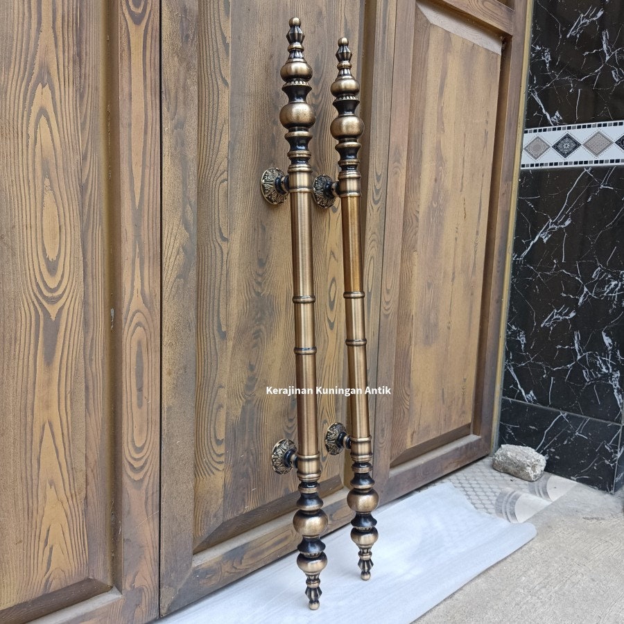 36" Inches Pair Very Long Pair main entry CROWN STYLE door pull handle for front door solid Brass | Brass door pull | brass door handle