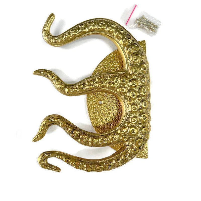 11" inches Pair Set OCTOPUS Solid Brass Main Entry Door Handle Hardware Cabinet Brass Door Handle