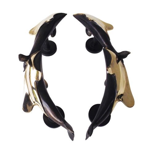 12" 1Pairs Dolphin Main entry Brass Door Handle Pull Handle Bathroom Cabinet Grab Pulls