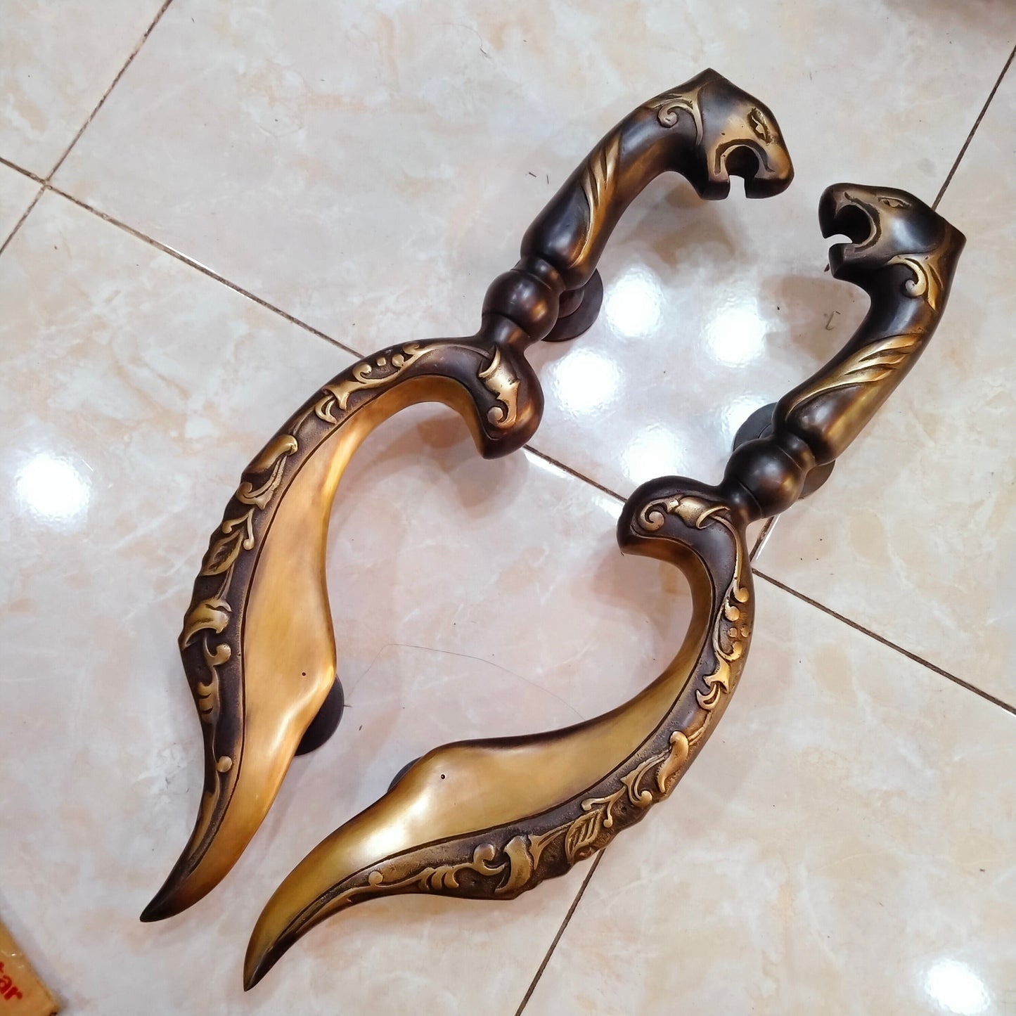 1Pair Main Entry Brass door handle | brass door pull Kujang | Entry Front Door Brass Handle Pulls With Express Shiping