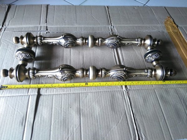 26" inches Pair Main Entry Vintage Carved Brass Door Handle - Brass Dool Pull - Big Door Pull