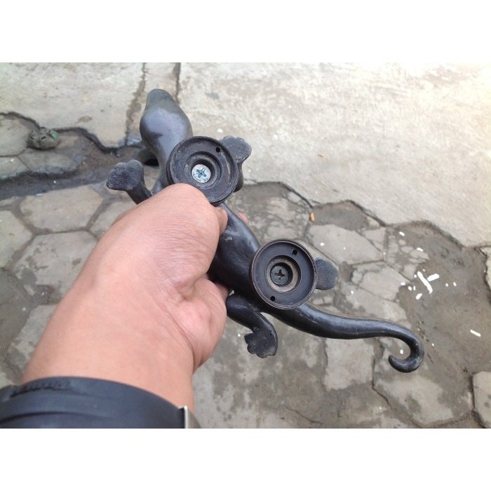 28cm Pair Antique Gecko Main Entry Brass Door handle | Brass door pull With Express Shiping