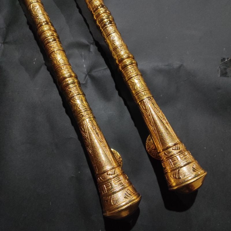 30" inches of 2 Pieces Vintage BIG Egypt Carved Solid Brass Classic Victorian Door Handle With Express Shiping