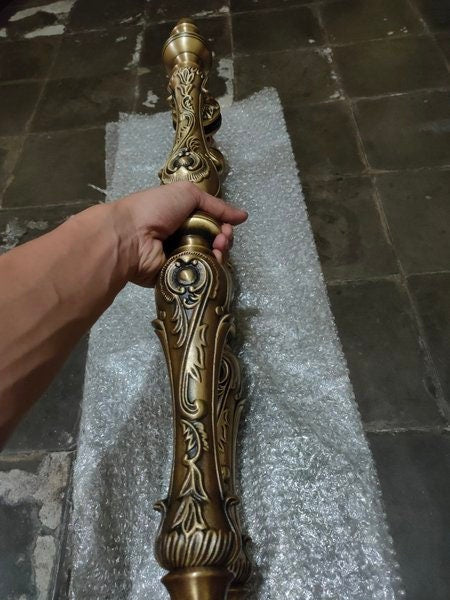 31.49" inches Pair / 2pcs Set Vintage Carved Brass Door Handle - Brass Dool Pull - Big Door Pull With Express Shiping