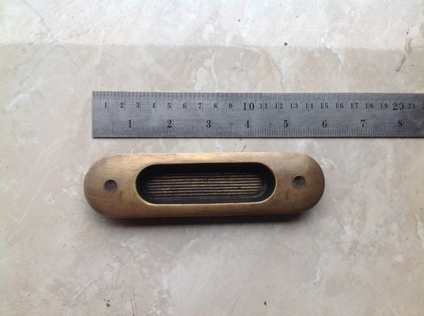 5.78" Solid Brass Baldwin FLUSH Pull Sliding Door Cabinet Brass Knob Drawer Handle