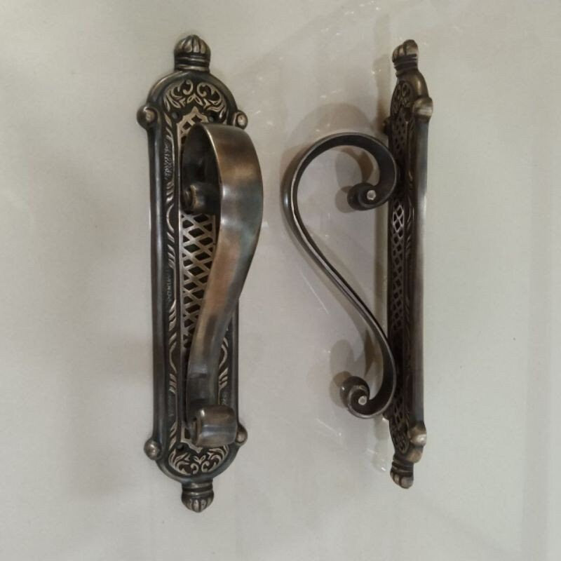 11.40" Pair / 2 Pieces Antique Solid Brass Door Handle / Brass Door Pull