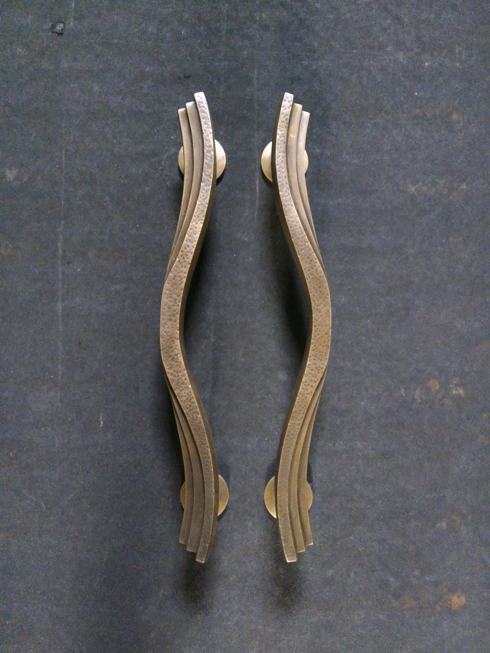 17.12" in Set 2 pcs Solid Brass Art Deco Main Entry Brass Door Pull Handle | Cabinet Drawer Dresser Handle Pulls