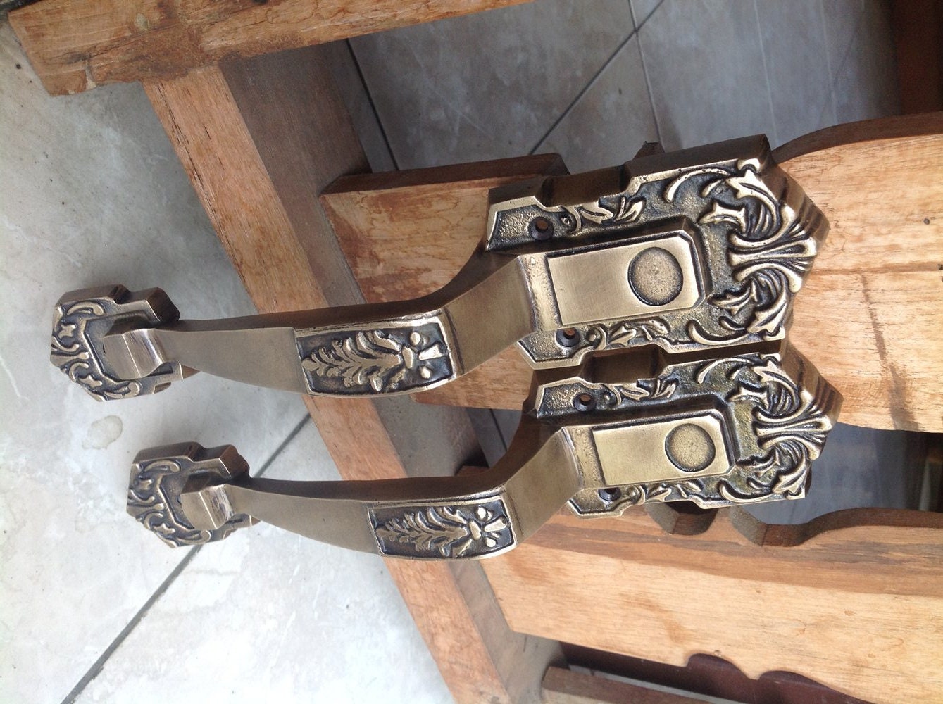 11" Inches Two pieces Garas Main Entry solid brass door handle - cabinet door handle