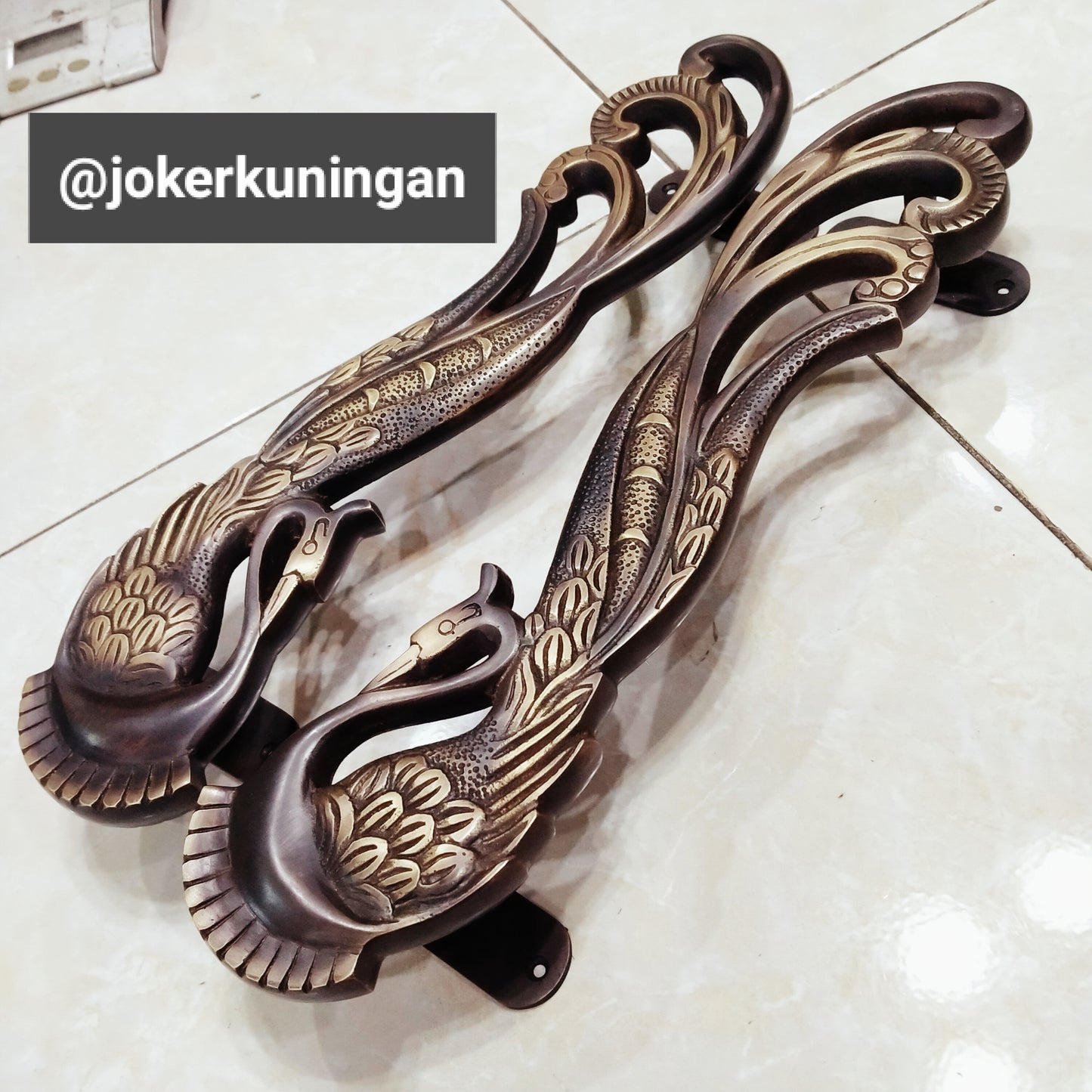 Pair Main Entry Vintage Peachock Solid Brass Door Handle | Vintage Solid Brass door pull with Express Shiping