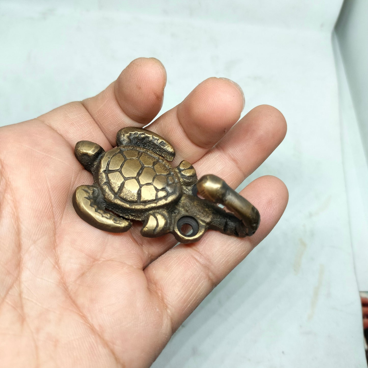 Lot Of 4Pcs 2.4" Antique Turtle Sea Beach HOOK HANGER Solid Brass Strong Wall Mount Clothes Coat Hat Hook Bathroom Wall Hook