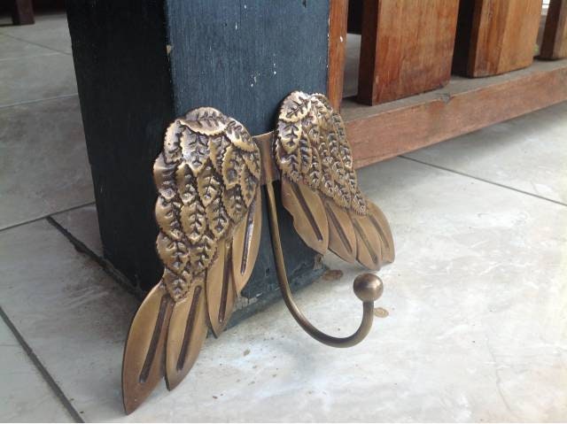 ANTIQUE WING HOOK Hanger Solid Brass Vintage Hook Hat Coat Strong Wall Mount