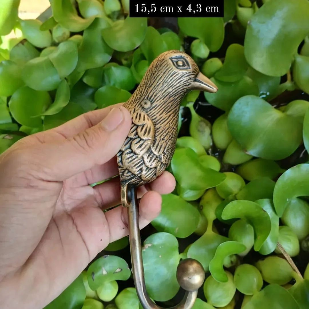 Lot Of 2Pieces ANTIQUE Bird Motif HOOK Hanger Solid Brass Vintage Hook Hat Coat Strong Wall Mount