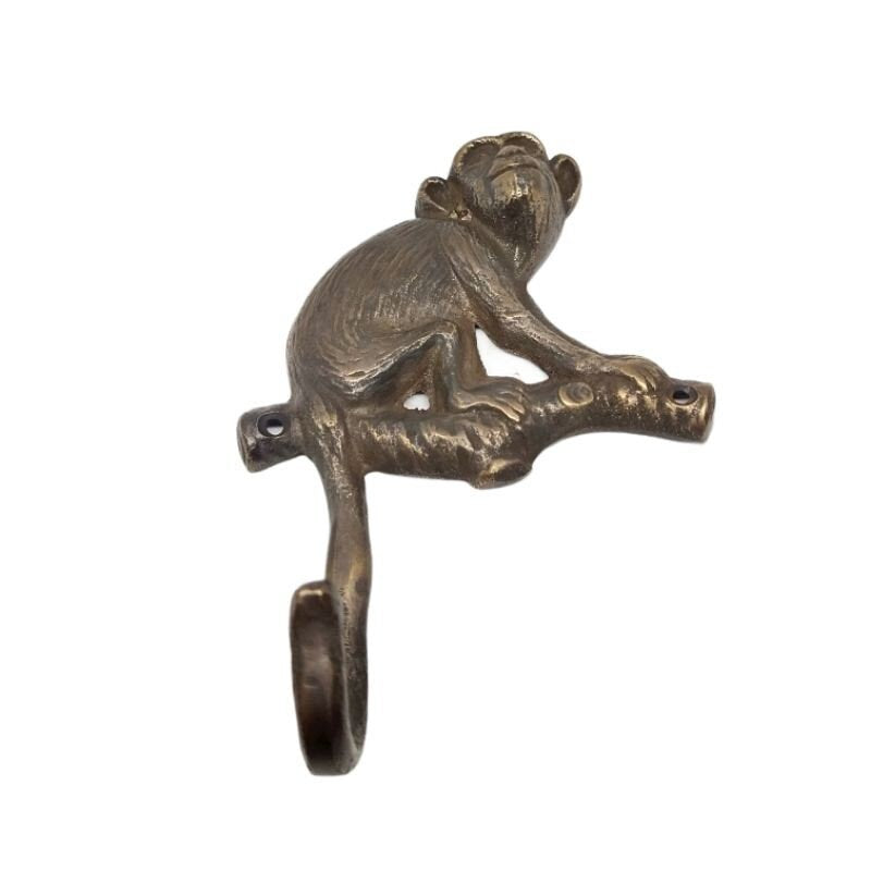 Lot of 4 pieces ANTIQUE small Monkey hook Hanger Solid Brass Vintage Hook Hat Coat Strong Wall Mount