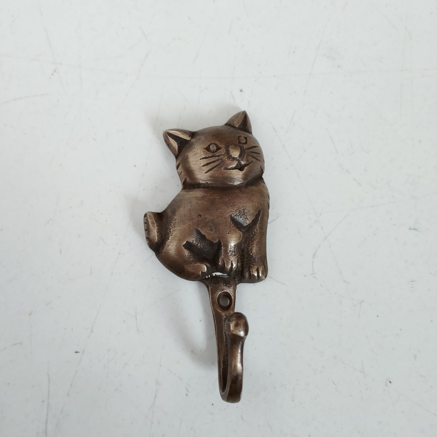 Lot of 4 pieces ANTIQUE small Cat hook Hanger Solid Brass Vintage Hook Hat Coat Strong Wall Mount
