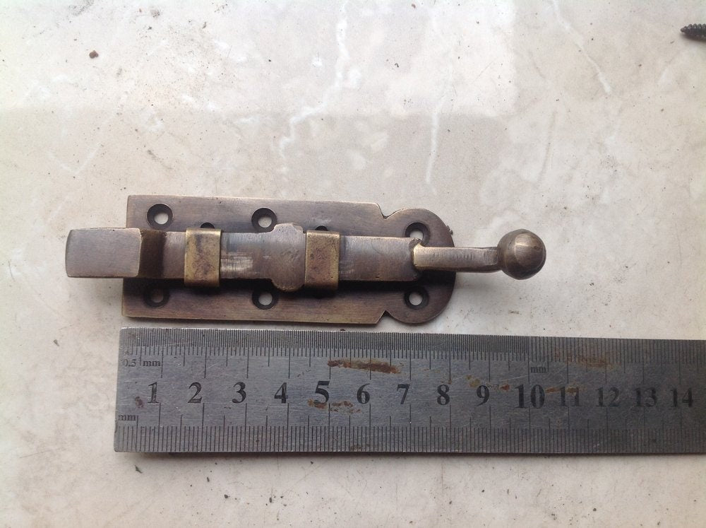 Lot of 2 pcs Vintage Antique Solid Brass Country Western LATCH HOOK Solid BRASS Joint Gate Door Lock