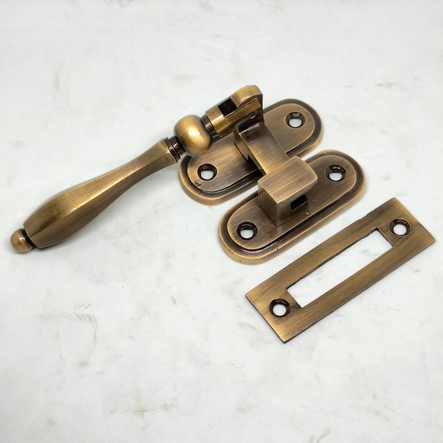 4" inches 2 set starfruit Vintage Retro Brass Latch TEAR DROP Cudgel Swing Lock Antique SOLID Brass Door Latch Lock