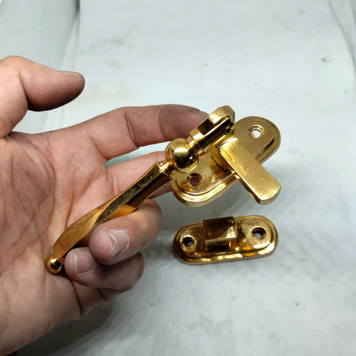 4" inches 2 set starfruit Vintage Retro Brass Latch TEAR DROP Cudgel Swing Lock Antique SOLID Brass Door Latch Lock
