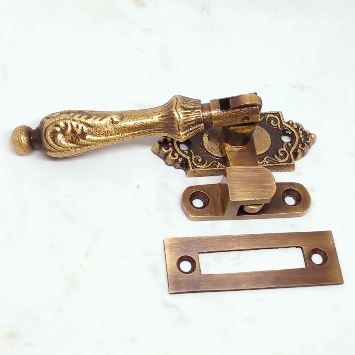 4" Inches 4set Carved Vintage Retro Brass Latch TEAR DROP Cudgel Swing Lock Antique SOLID Brass Door Latch Lock