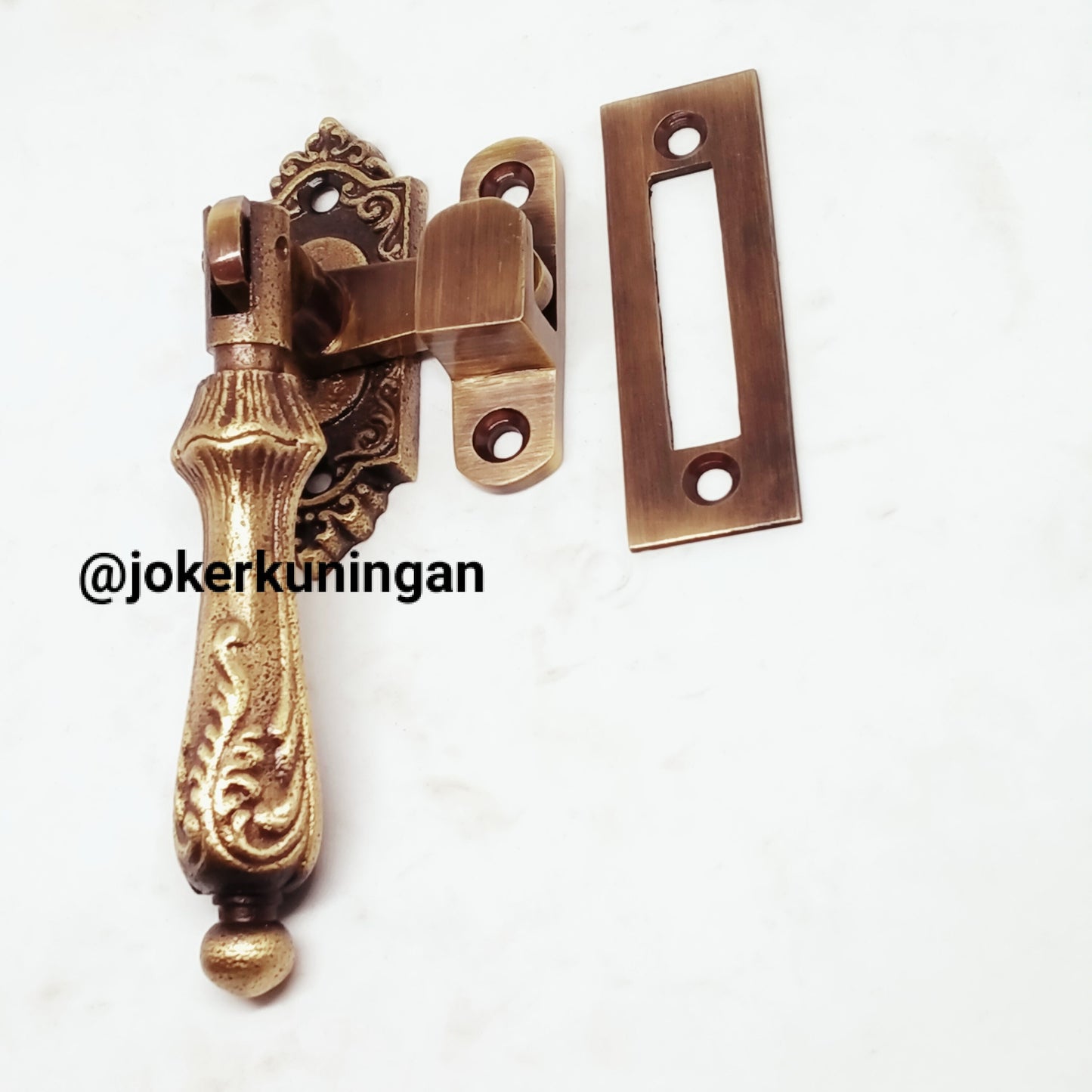 4" Inches 4set Carved Vintage Retro Brass Latch TEAR DROP Cudgel Swing Lock Antique SOLID Brass Door Latch Lock