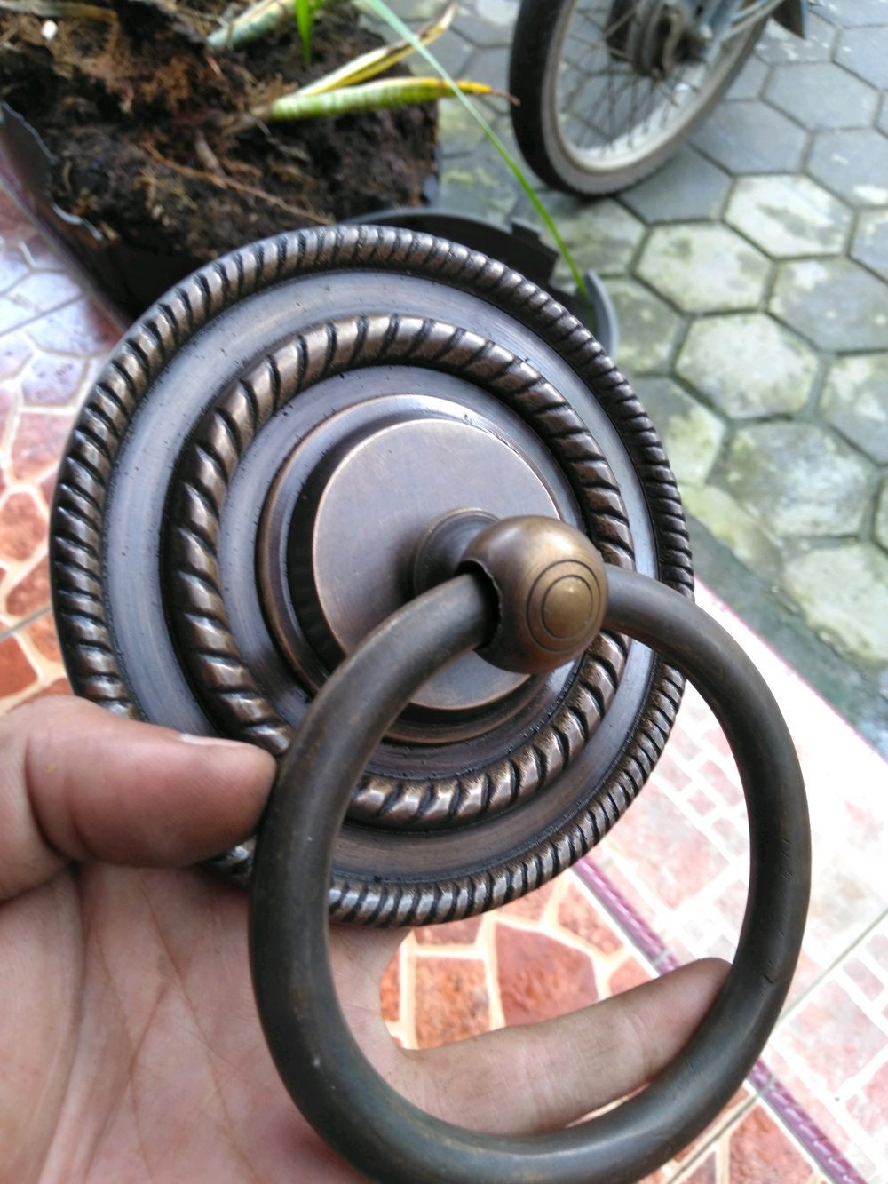 4.72" Inches 2 pcs Vintage Rope Antique Brass door pull GBY 092