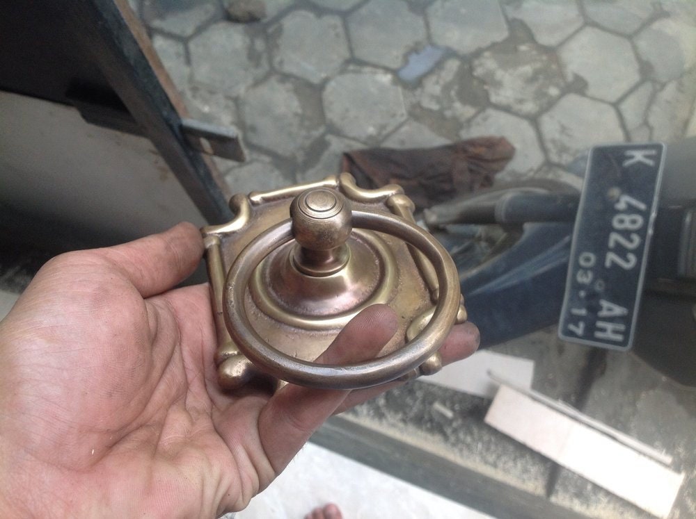 Lot of 2 pcs Vintage Square Brass Antique Cabinet Handle Knob pulls Brass door pull GBY 025