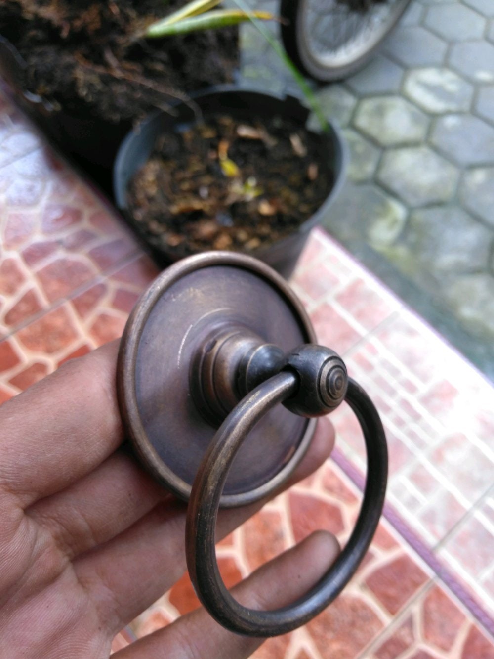 2.36" Inches 2 pcs Vintage Round Antique Brass door pull Cabinet handle knob pull GBY 06