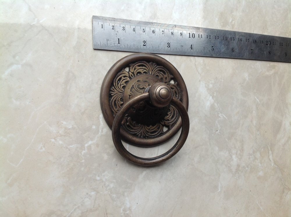 Lot of 2 pcs Vintage Square Brass Antique Cabinet Handle Knob pulls Brass door pull GBY 076
