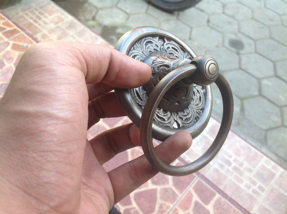 Lot of 2 pcs Vintage Square Brass Antique Cabinet Handle Knob pulls Brass door pull GBY 076