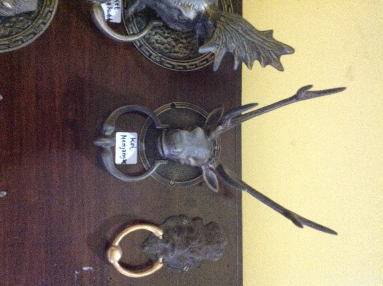 11.00" inches Vintage Antique Deer Head Brass Door Knocker Brass Door Bell With Express Shiping