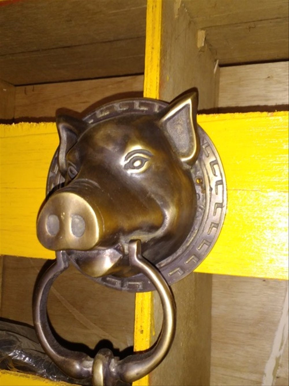 8.07" inches Vintage Antique Pig Animal Head Brass Door Knocker With Express Shiping