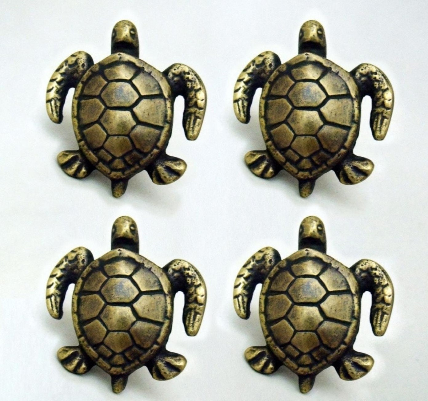 Lot of 4 pcs ANTIQUE TURTLE Solid Brass Cabinet Door Brass Vintage