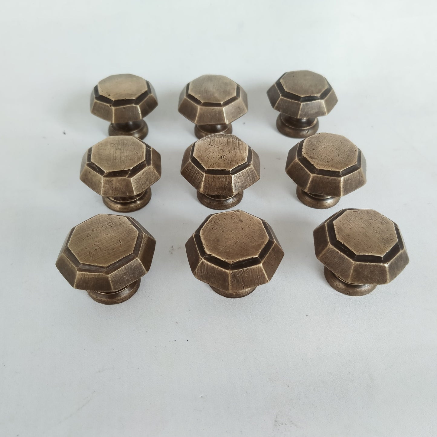 Lot of 9 pieces octagon brass knob | cabinet knob | Cabinet Handle, Trunk Handle, Gate Handle, Kitchen Drawer Pull