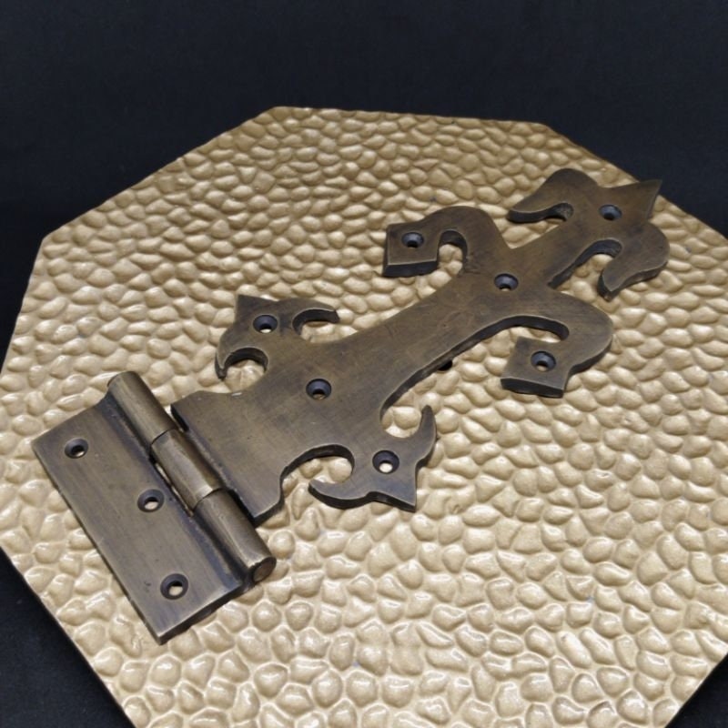 1Pair(2Pcs) 8.66" Pair Vintage Old Anchor Motif Solid Brass Hinges Door Hinge