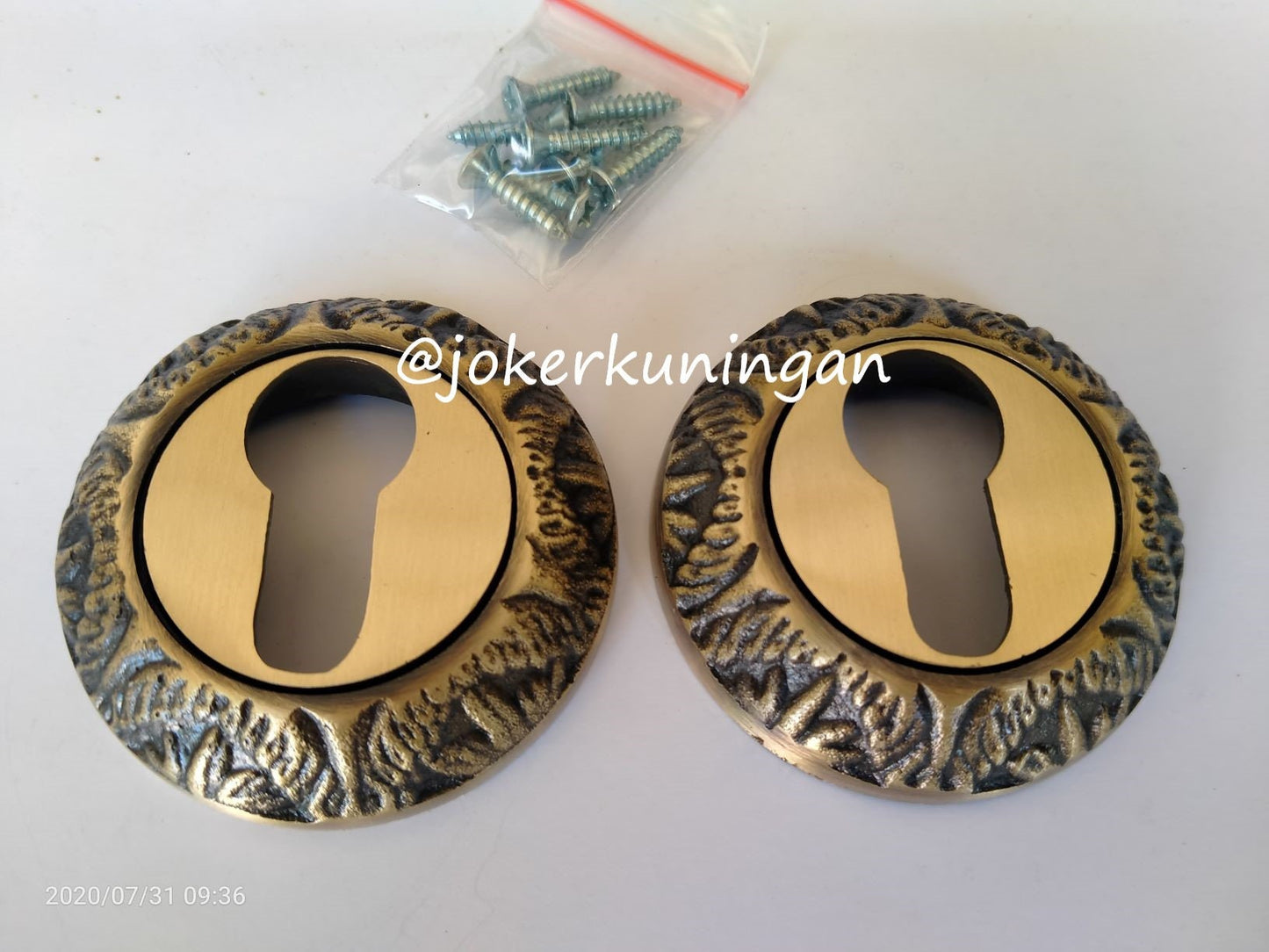 Set 2 Brass Old Retro Escutcheon Key Hole / Concealed Fix Euro Escutcheon Round Keyhole Lock plate cover