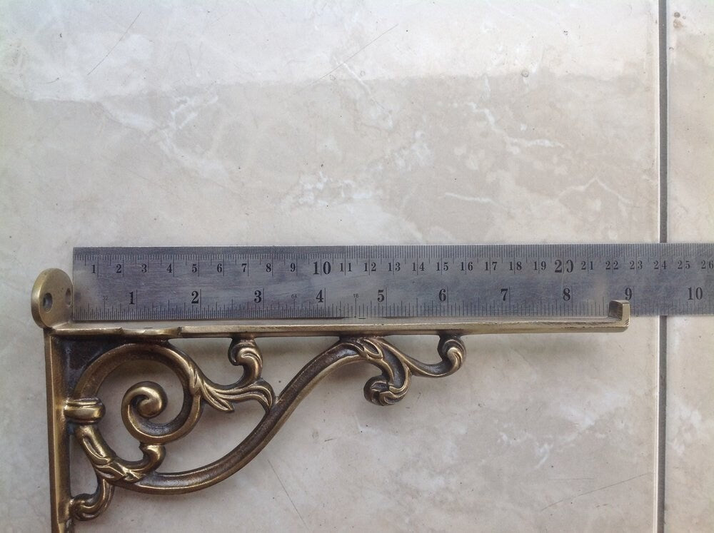 8.50" Lot of 2Pieces ANTIQUE SOLID BRASS Victorian Wall Shelf Bracket
